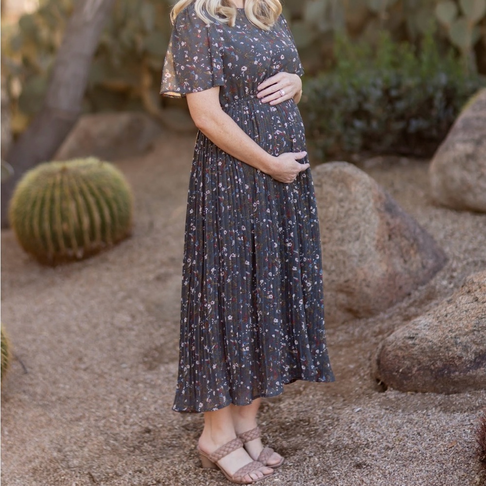 Hayden Charcoal Floral Midi Dress